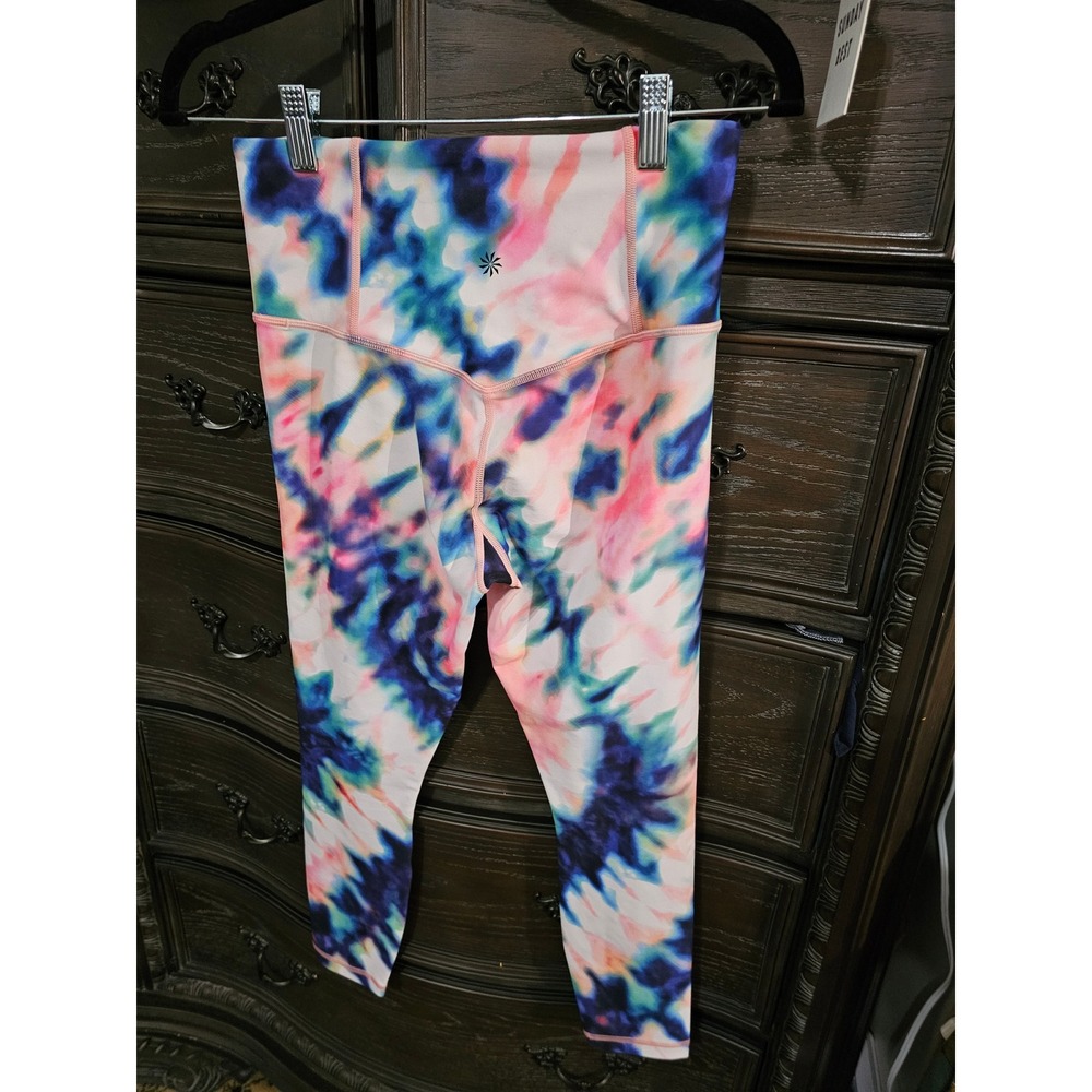 Athleta Elation 7/8 Tight Pink Blue Tie Dye High Rise Yoga Leggings Small